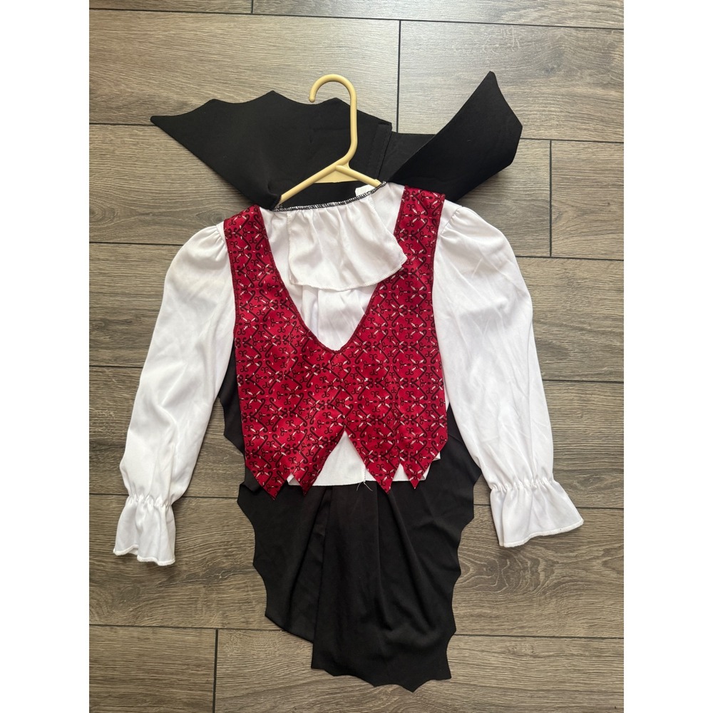 Kids Vampire Costume Top Red Vest Black Cape Small 880017 Dracula Halloween